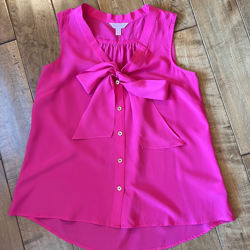 Lilly Pulitzer Silk Raleigh Bow Tie Blouse - Picture 8 of 14